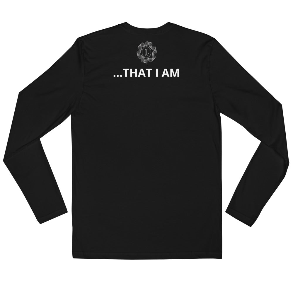 Men's Black Long Sleeve Fitted specialty 'I AM' shirt